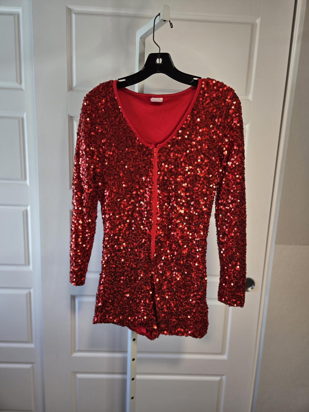 Red Sequin Long Sleeve w/ Shorts 1pc
